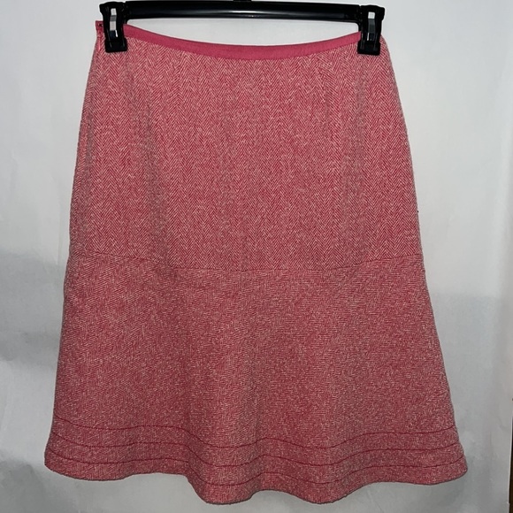 Ann Taylor Womens Pink White Herringbone Tweed Wool Blend Trumpet Skirt Size 2 - Picture 3 of 5